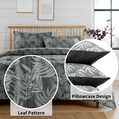 Leaf Jacquard Reversible Duvet Cover Sets - Cotton Blend for Ultimate Comfort & Eco-Friendly