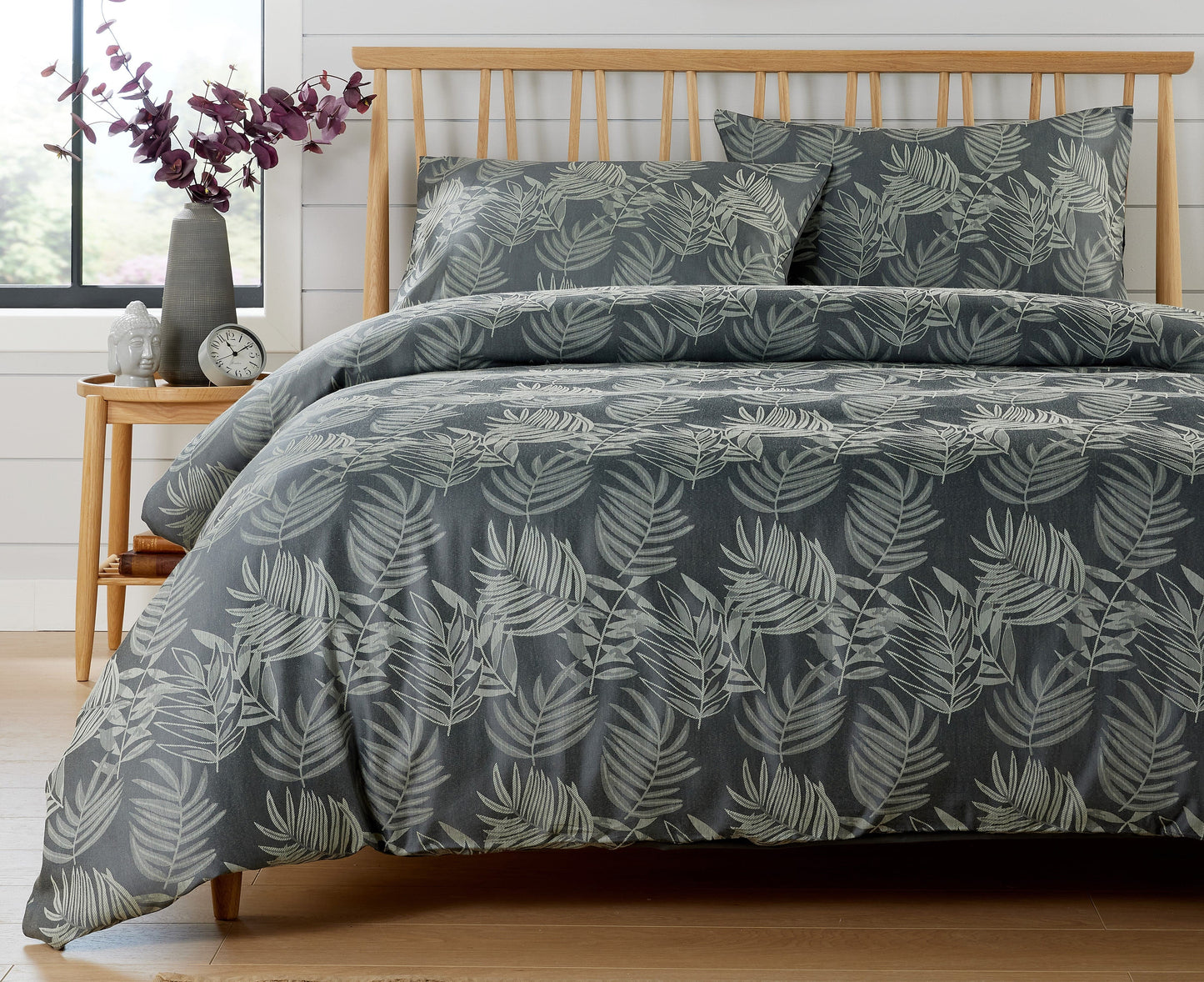 Leaf Jacquard Reversible Duvet Cover Sets - Cotton Blend for Ultimate Comfort & Eco-Friendly