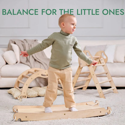 4in1 Montessori Climbing Frame: Pikler Triangle + Arch + Slide Board + Cushion for Toddlers (1–3 Years)-4
