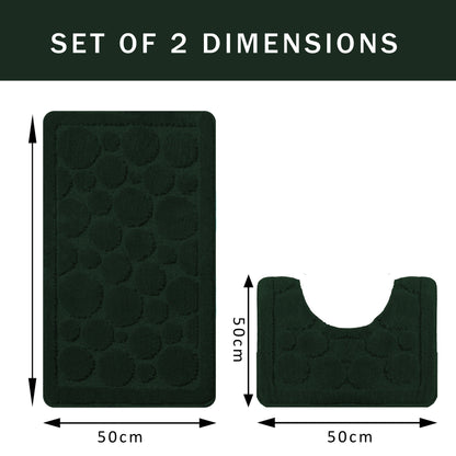 OLIVIA ROCCO Cali Bubbles Emerald Green Bath Mat And Pedestal Set Non Slip Hotel-Quality Everyday Comfort