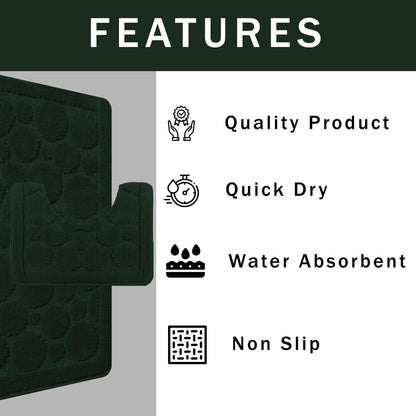 OLIVIA ROCCO Cali Bubbles Emerald Green Bath Mat And Pedestal Set Non Slip Hotel-Quality Everyday Comfort