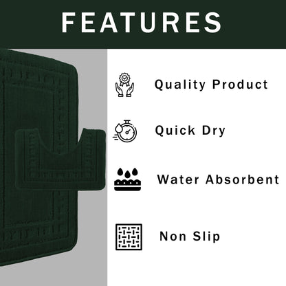 OLIVIA ROCCO Miami 2 Piece Emerald Green Bath Mat And Pedestal Set Non Slip Super Soft Easy-Care Home Essential