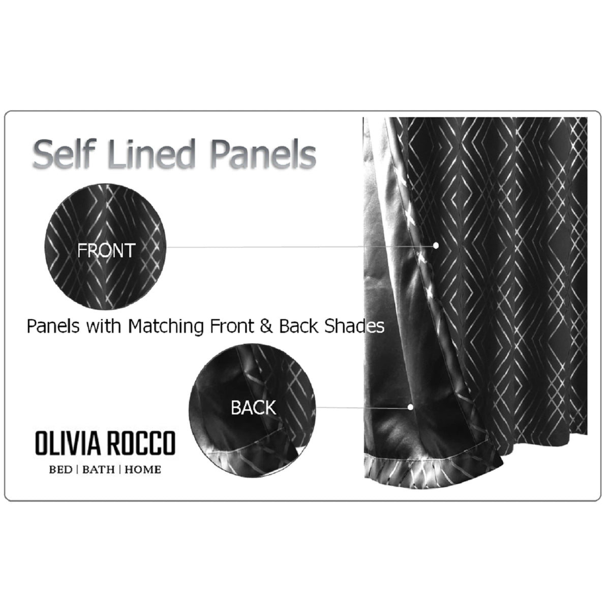 OLIVIA ROCCO Geometric Sparkle Blackout Curtains Black Thermal Insulated Eyelet Ring Top