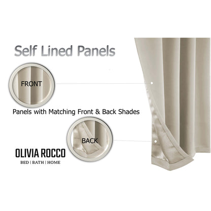 OLIVIA ROCCO Diamante Natural Blackout Eyelet Curtains With Tie Backs Thermal Ring Top