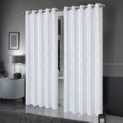 OLIVIA ROCCO Geometric White Sparkle Blackout Curtains Soft Thermal Insulated Drapes