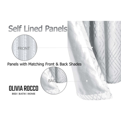 OLIVIA ROCCO Geometric White Sparkle Blackout Curtains Soft Thermal Insulated Drapes