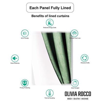 OLIVIA ROCCO Paris Eyelet Jacquard Curtains Sage Green Geometric Pattern Thermal