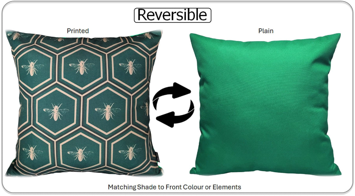 OLIVIA ROCCO Emerald Bees Waterproof Cushion Covers 43 x 43 cm Reversible Breathable