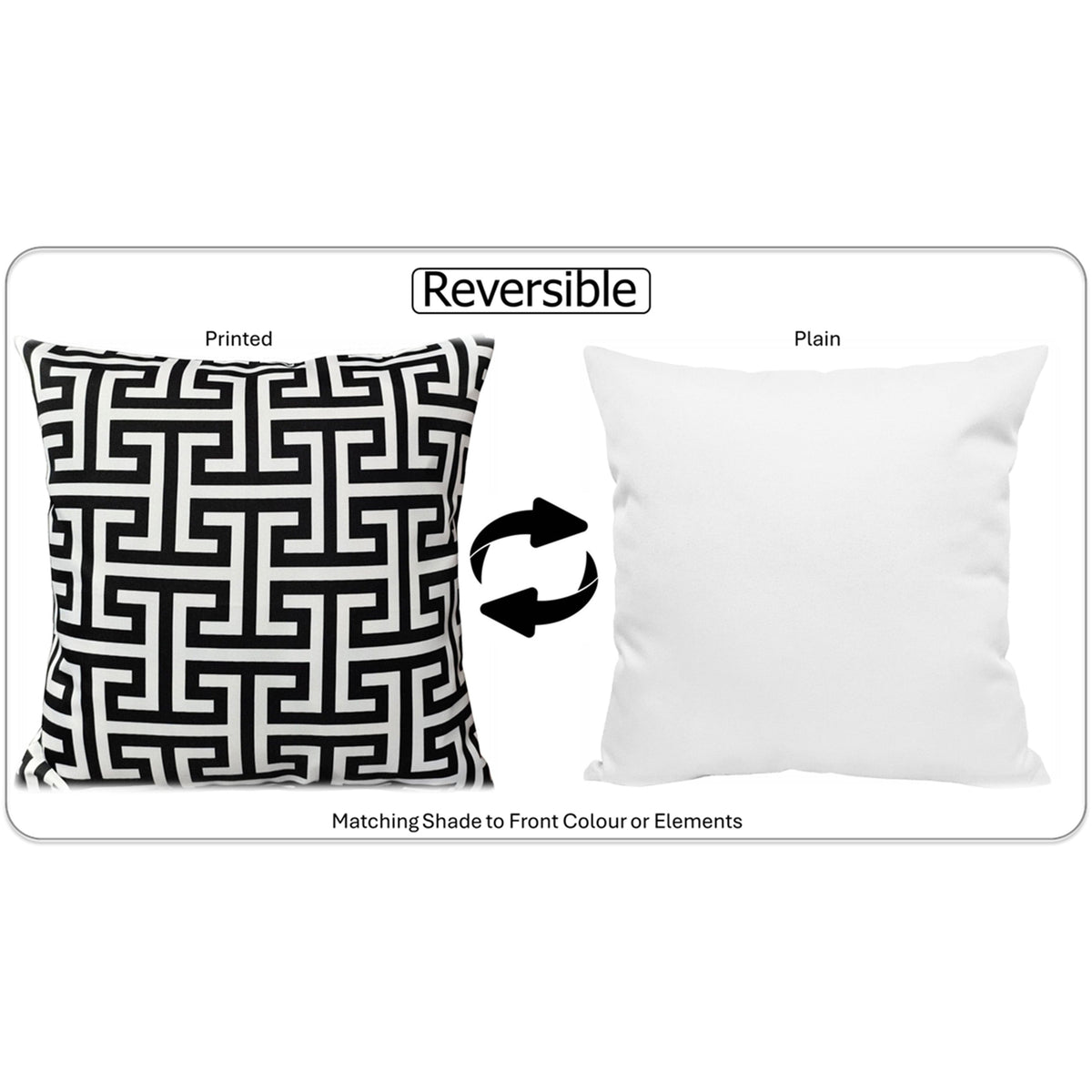 OLIVIA ROCCO Milano Black Waterproof Cushion Covers 43x43 cm Reversible Breathable