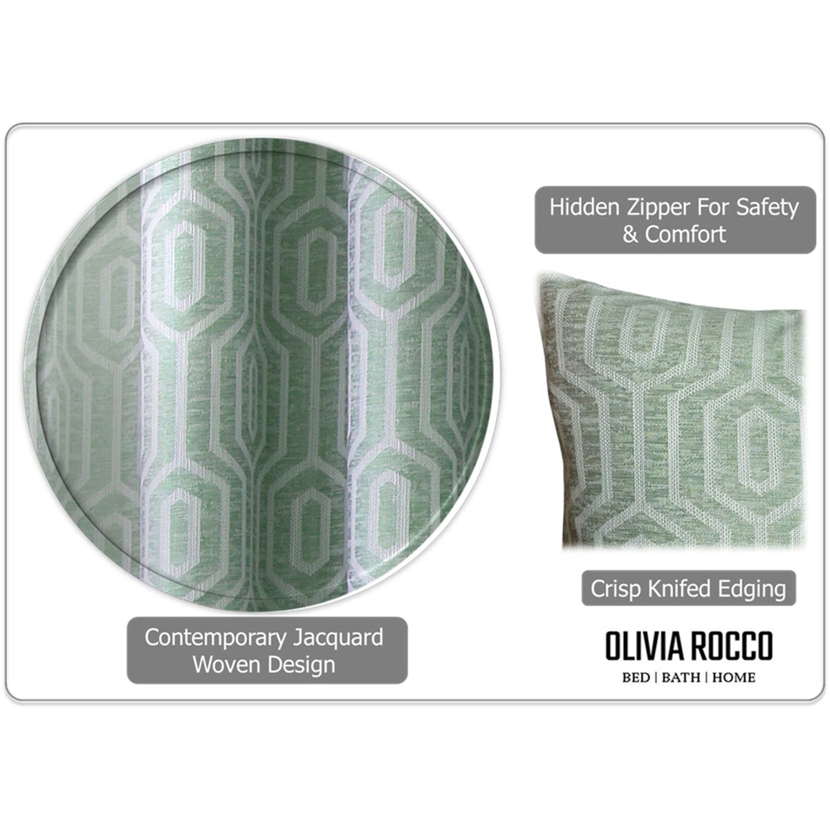 OLIVIA ROCCO Paris Cushion Covers Two Pack Modern Sage Green Decorative Square Scatter