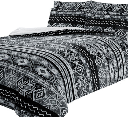 OLIVIA ROCCO Aztec Print Teddy Duvet Set With Reversible Sherpa Fleece Fur Luxurious