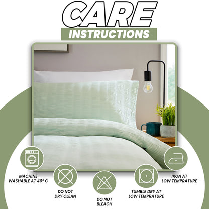 OLIVIA ROCCO Belgravia Sage Green Microfibre Duvet Cover Set With Pillowcases Easy Care