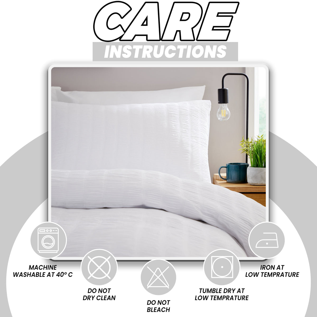OLIVIA ROCCO Belgravia White Microfibre Duvet Cover Set With Pillowcases Soft Easy Care