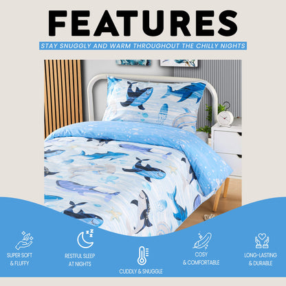 OLIVIA ROCCO Duvet Cover Set For Kids For Boys And Girls Sharks And Whales Reversible