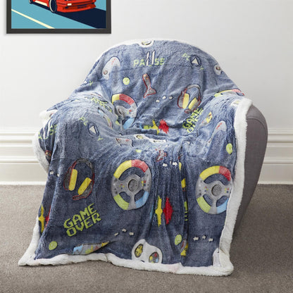 OLIVIA ROCCO Glow In The Dark Teddy Fleece Duvet Set For Kids Winter Warm Cosy Bedding