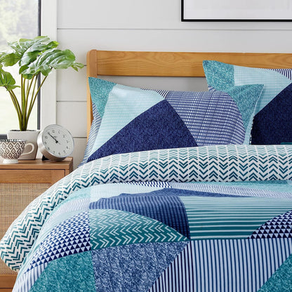 OLIVIA ROCCO Jasper Teal Printed Duvet Cover Set Easy Care With Button Closure for a Hotel-Style Bedroom Refresh