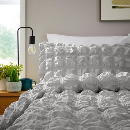 OLIVIA ROCCO Soho Grey Microfibre Duvet Cover Set With Pillowcases Quilted Super Soft