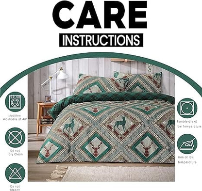 OLIVIA ROCCO Stag Printed Reversible Polycotton Duvet Cover Set Easy Care Single Double