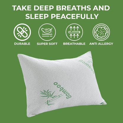 OLIVIA ROCCO Bamboo Memory Foam Pillow Hypoallergenic Cooling Luxury Fibre Filling