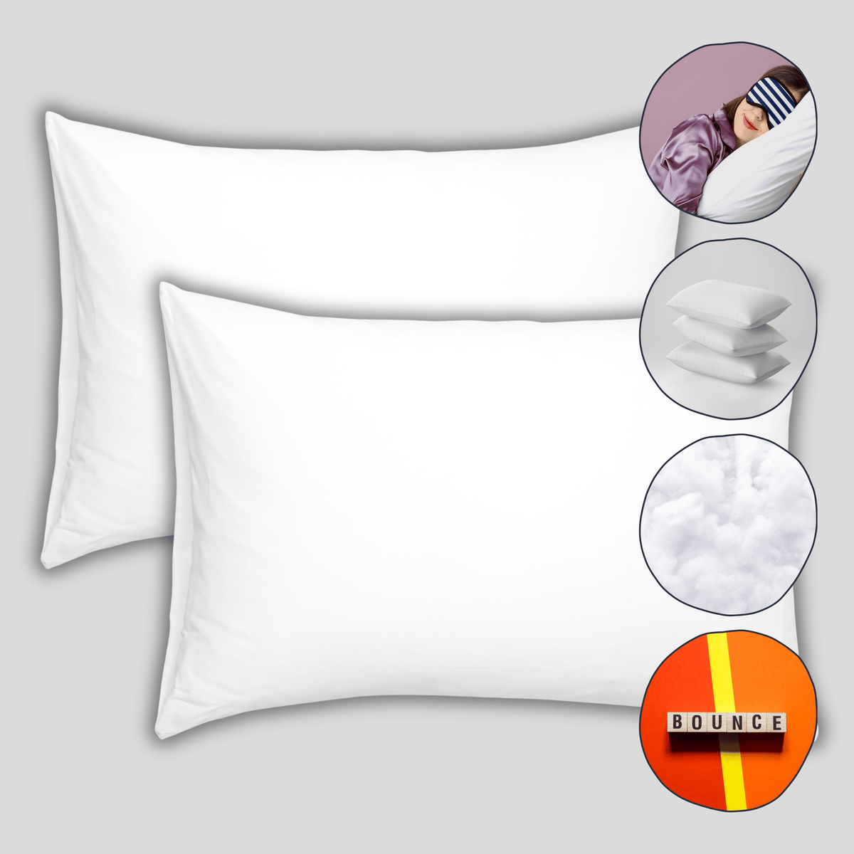OLIVIA ROCCO 2 Pack Super Bounce Back Pillows Luxury Fibre Filling Soft To Medium
