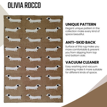 OLIVIA ROCCO Animal Print Sausage Dog Non-Slip Rug Eco-Friendly Durable Floor Rug