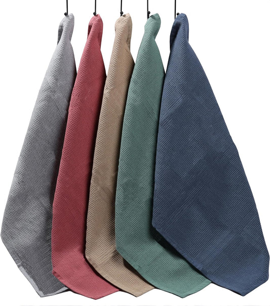 OLIVIA ROCCO 5 Pack Ultra Absorbent Waffle Kitchen Tea Towels Soft Cotton Assorted
