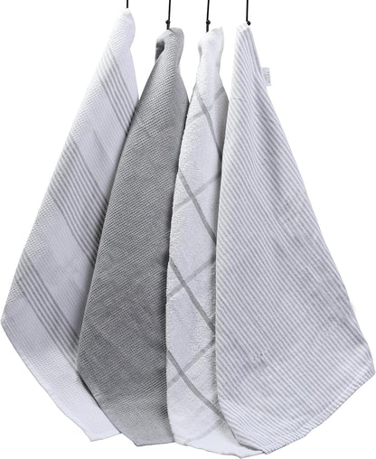 OLIVIA ROCCO Pack Of 4 Green Cotton Tea Towels 65x45 Cm High Absorbency Durable Super Soft Easy-Care Home Essential