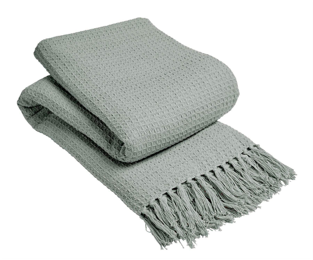 OLIVIA ROCCO Lisbon Pure Indian Cotton Handwoven Honeycomb Throw Blanket Lightweight
