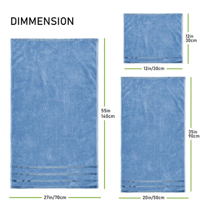 OLIVIA ROCCO Belmont Viscose Stripe Blue Towels 100% Cotton Hotel Quality Super Absorbent
