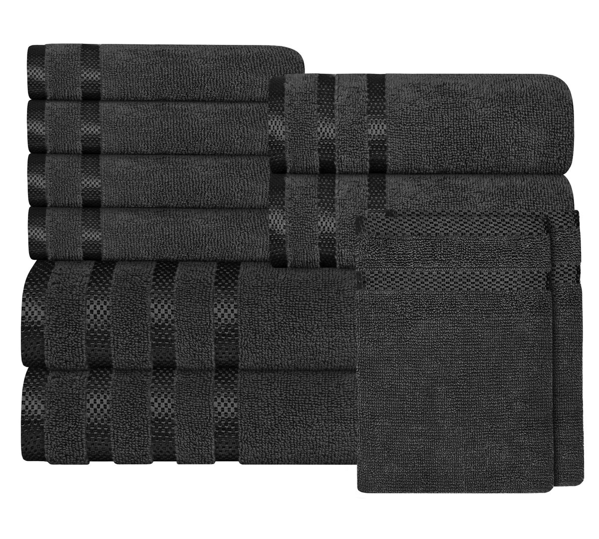 OLIVIA ROCCO Belmont Viscose Stripe Grey Towels 100% Cotton Hotel Quality Super Absorbent