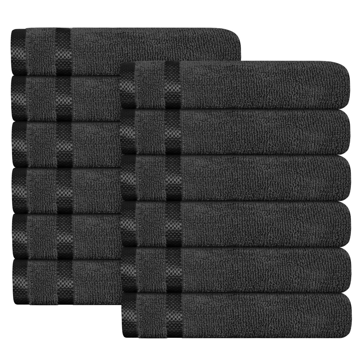 OLIVIA ROCCO Belmont Viscose Stripe Grey Towels 100% Cotton Hotel Quality Super Absorbent
