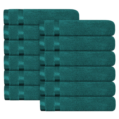 OLIVIA ROCCO Belmont Viscose Stripe Jade Green Towels 100% Cotton Hotel Quality Easy-Care Hotel-Quality Bathroom
