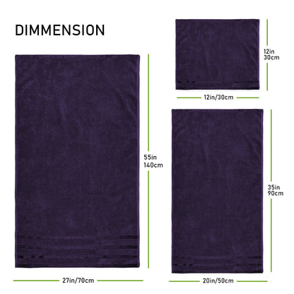 OLIVIA ROCCO Belmont Viscose Stripe Purple Towels 100% Cotton Hotel Quality Bath Towels
