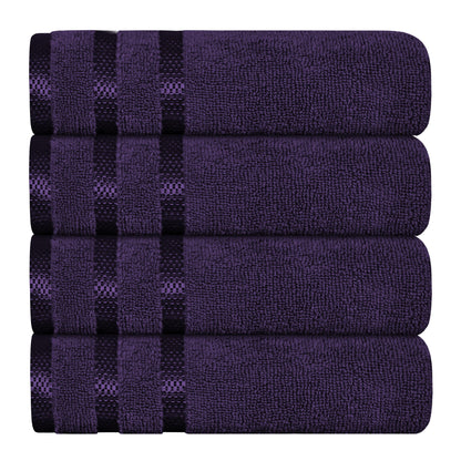 OLIVIA ROCCO Belmont Viscose Stripe Purple Towels 100% Cotton Hotel Quality Bath Towels
