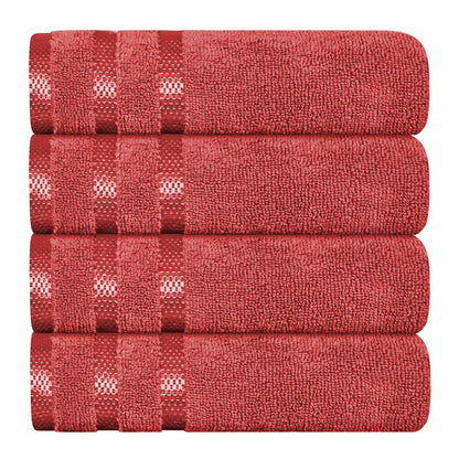 OLIVIA ROCCO Belmont Viscose Stripe Red Towels 100% Cotton Hotel Quality Super Absorbent