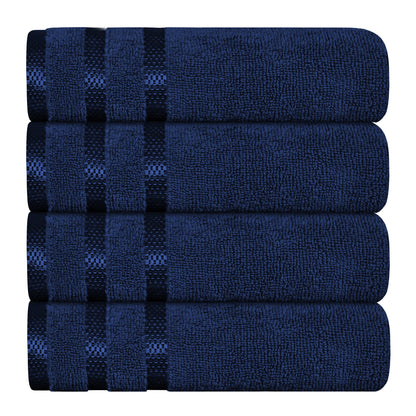 OLIVIA ROCCO Belmont Viscose Stripe Royal Blue Towels 100% Cotton Hotel Quality 10 Piece