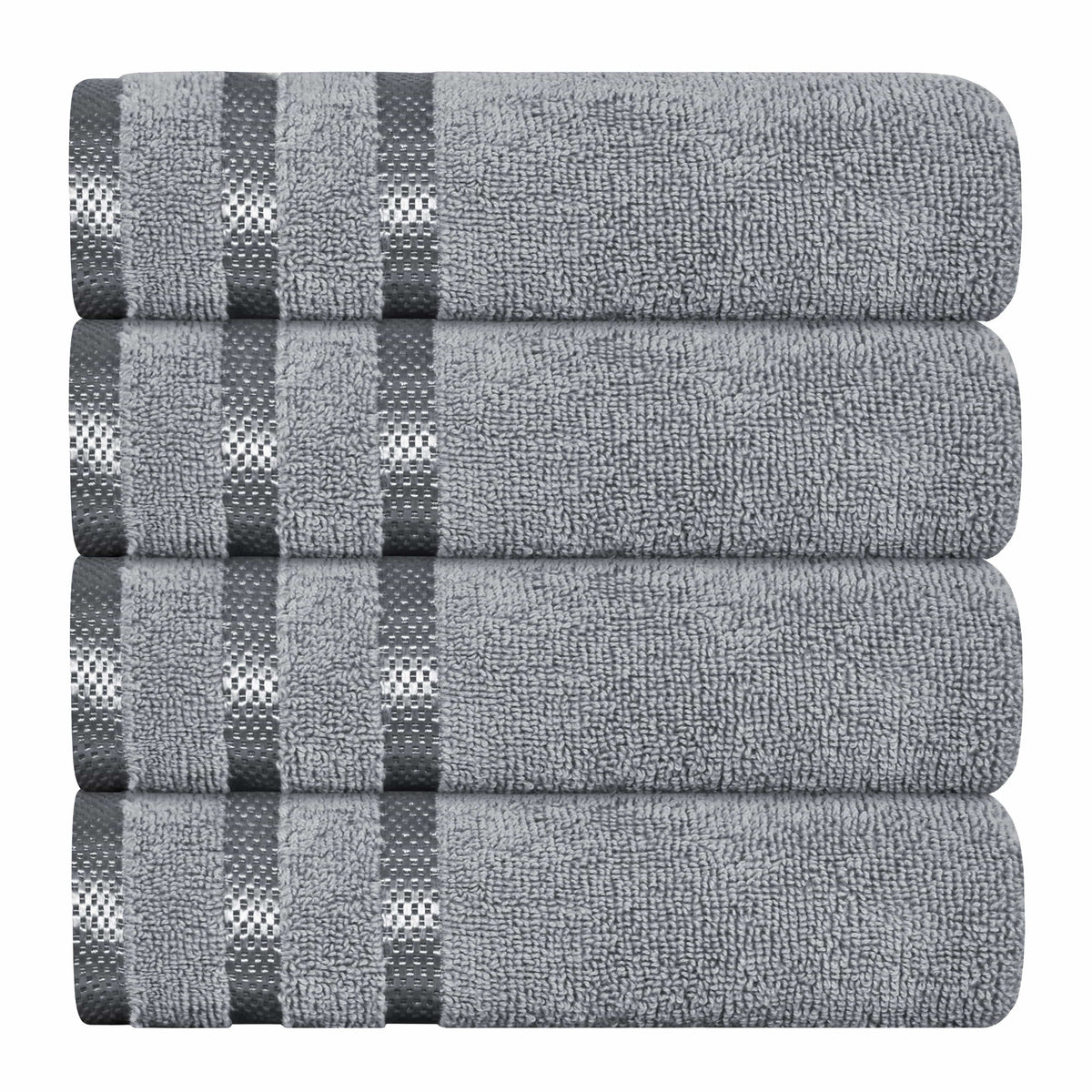 OLIVIA ROCCO Belmont Viscose Stripe Silver Towels 100% Cotton Quality Super Absorbent