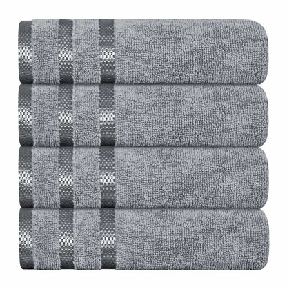 OLIVIA ROCCO Belmont Viscose Stripe Silver Towels 100% Cotton Quality Super Absorbent