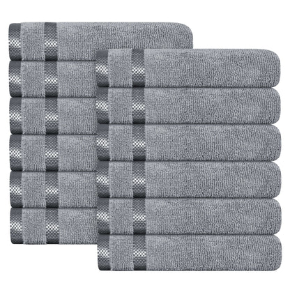 OLIVIA ROCCO Belmont Viscose Stripe Silver Towels 100% Cotton Quality Super Absorbent