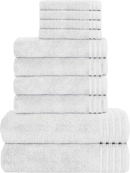 OLIVIA ROCCO Monaco 10 Piece Luxury Egyptian Cotton Towel Set 500 GSM With 4 Face Towels