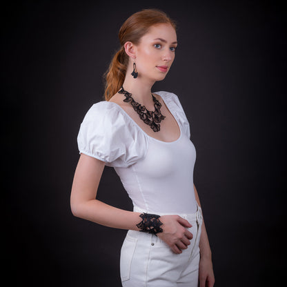 Fan Leaf Upcycled Rubber Clover Bracelet-3