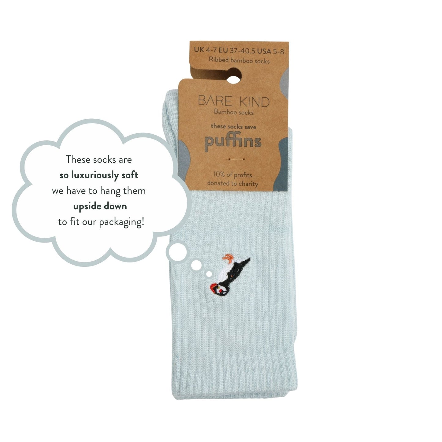 Save the Puffin Ribbed Bamboo Socks