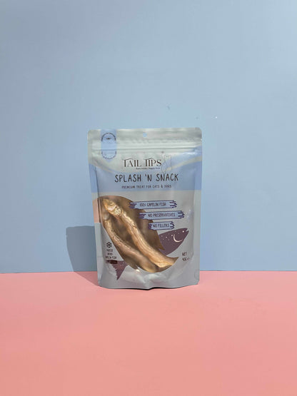 Splash N' Snack - 100% Freeze-Dried Capelin Treats | Pure & Natural | Tail Tips UK | 40g pack