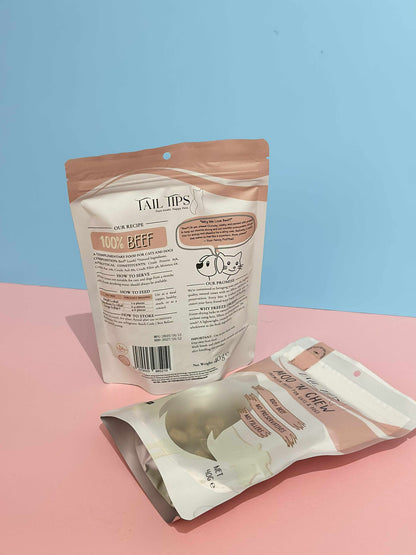 Moo N' Chew - 100% Freeze-Dried Beef Treats | Pure & Natural | Tail Tips UK | 40g pack