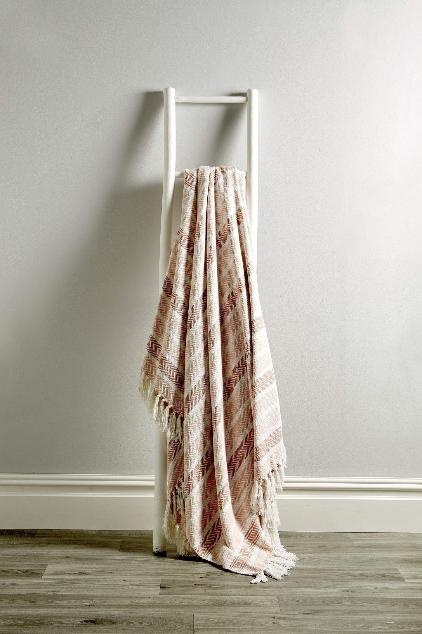 Stripe Handwoven Pure Cotton Throw Blanket with Tassells Eco-Friendly Perfect for Sofa Bed and Home Decor Available in Multiple Sizes and Calming Colours by OLIVIA ROCCO