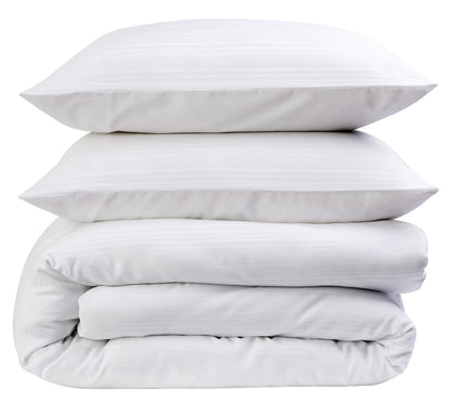 Stripe Jacquard Reversible Cotton Blend Duvet Cover Set with Pillowcases Luxurious Eco-Friendly Bedding for Master and Guest Bedrooms Multiple Sizes and Colours by OLIVIA ROCCO