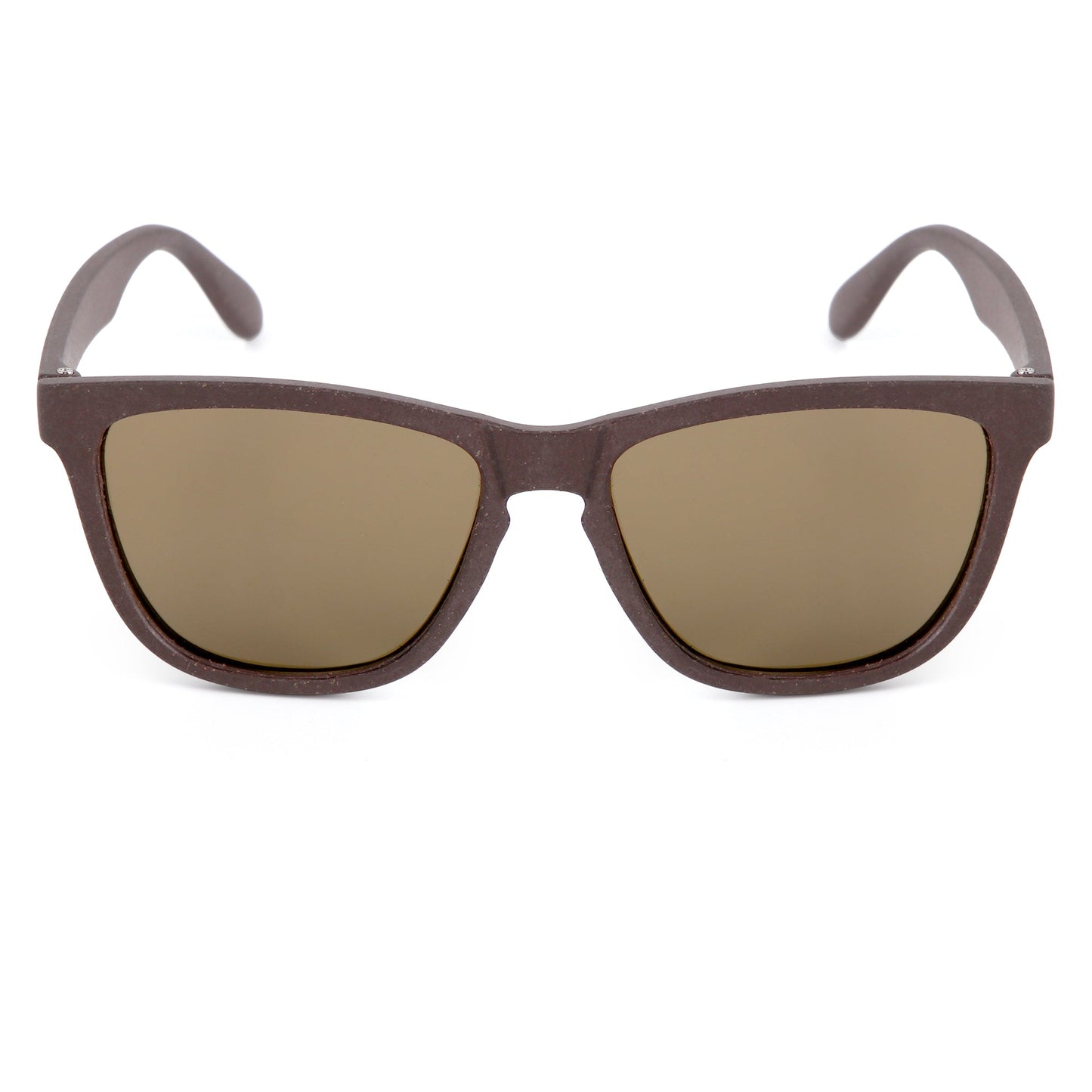 Sunglasses with brown frame and lenses on a white background