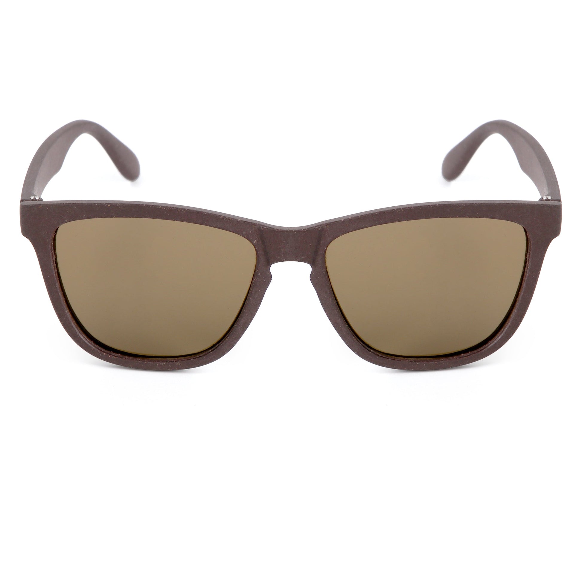 Sunglasses with brown frame and lenses on a white background